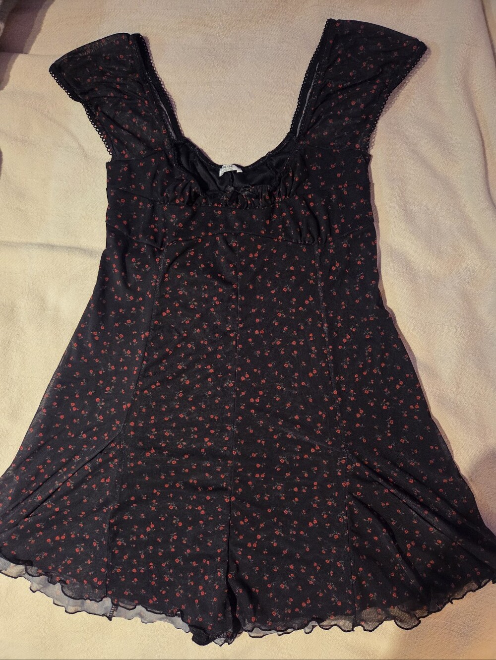 ARDENE Women's Gothic Black Floral Scoop Neck Romper